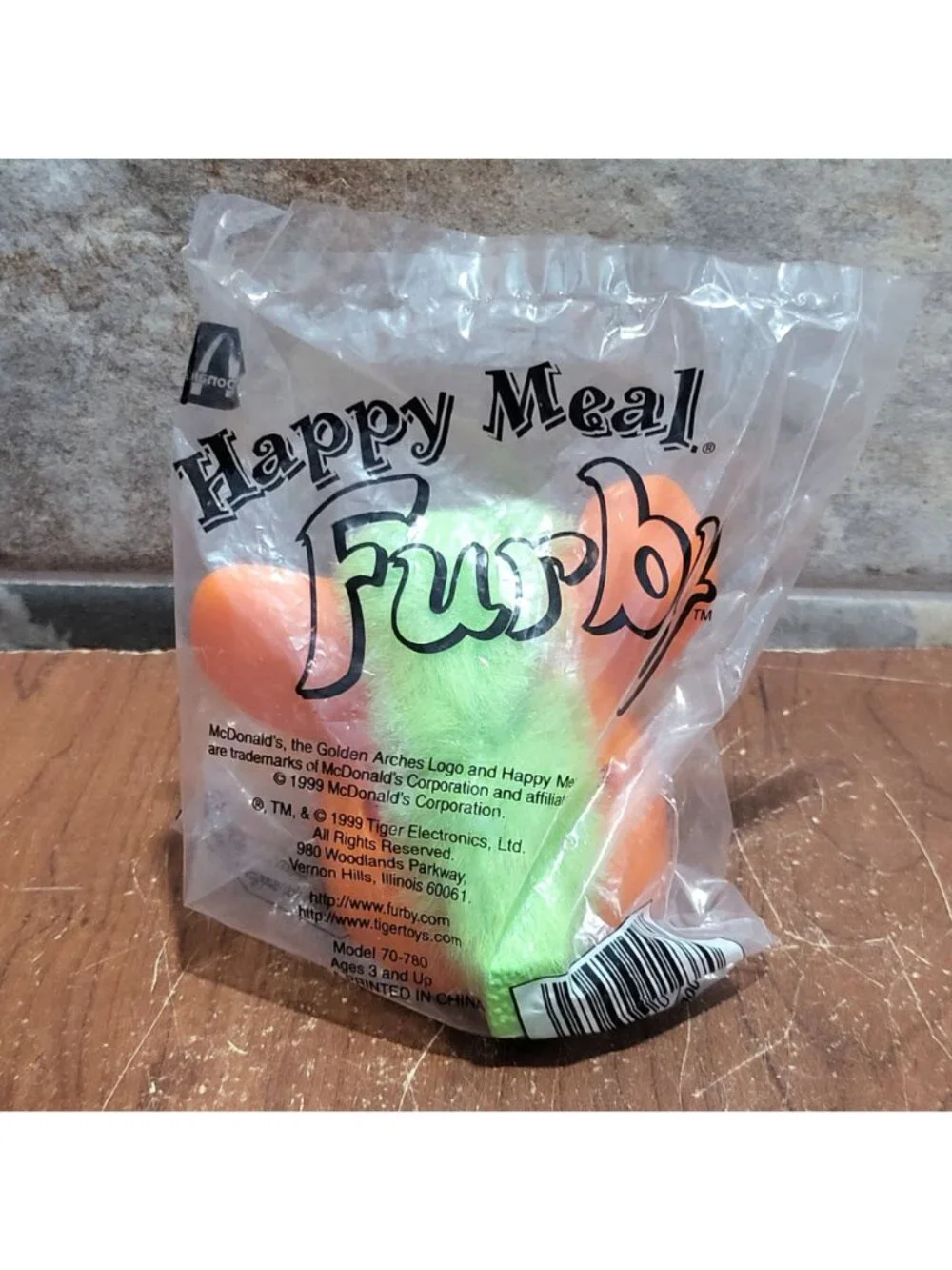 McDonalds Happy Meal Orange Lime Green Furby Toy 1998 Sealed Original Plastic Pa